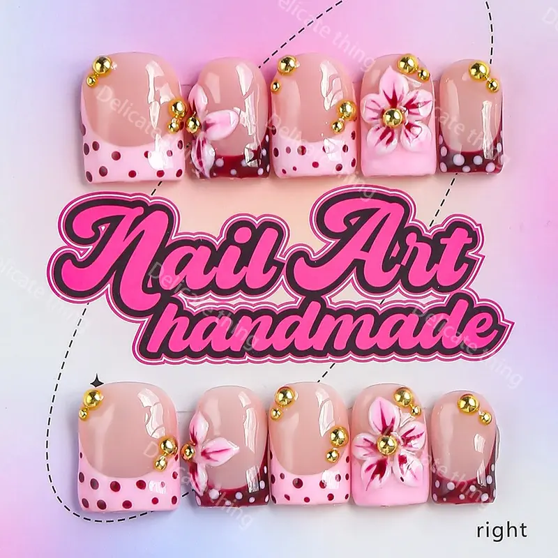 Y2K Style Press-On Nails, 10pcs Handmade Artificial Nails, Nail Design, XS-S-M-L Sizes, Perfect for Parties, Includes Jelly Glue, Crystal Stick, File, Nails Press Ons