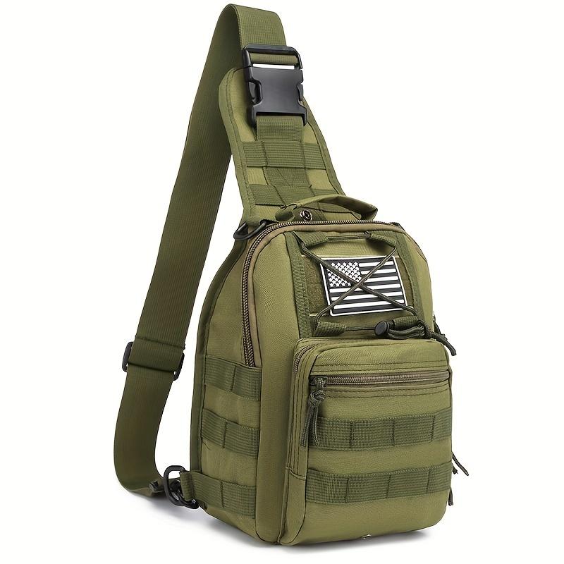 Multi-functional tactical chest pack - Adjustable shoulder straps, durable, zipper closure, breathable Oxford cloth material - Green outdoor sports crossbody bag, Molle, EDC chest pack, for hunting, fishing, camping - New Year's party, Christmas gift