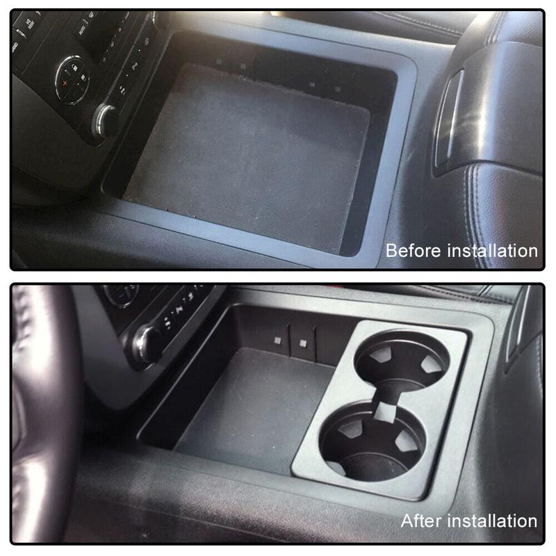 Cup Holder Compatible with 2007-2013 Chevy Silverado Avalanche Sierra 2007-2014 Suburban Tahoe Escalade - Floor Mounted Front Center Console Dual Beverage Drink Insert Automotive Vehicle Interior Truck