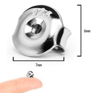 12PCS Real 925 Silver Earring Backs Replacements, 18K White , Secure Ear Locking for Stud Nut for Posts, 6mm