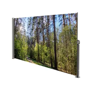 71"x138" Retractable Side Awning Screen, Semi-transparent with UV printing,UPF50+,Ideal for blocking sunshine and wind, Creating private space for garden,balcony and swimming pool.