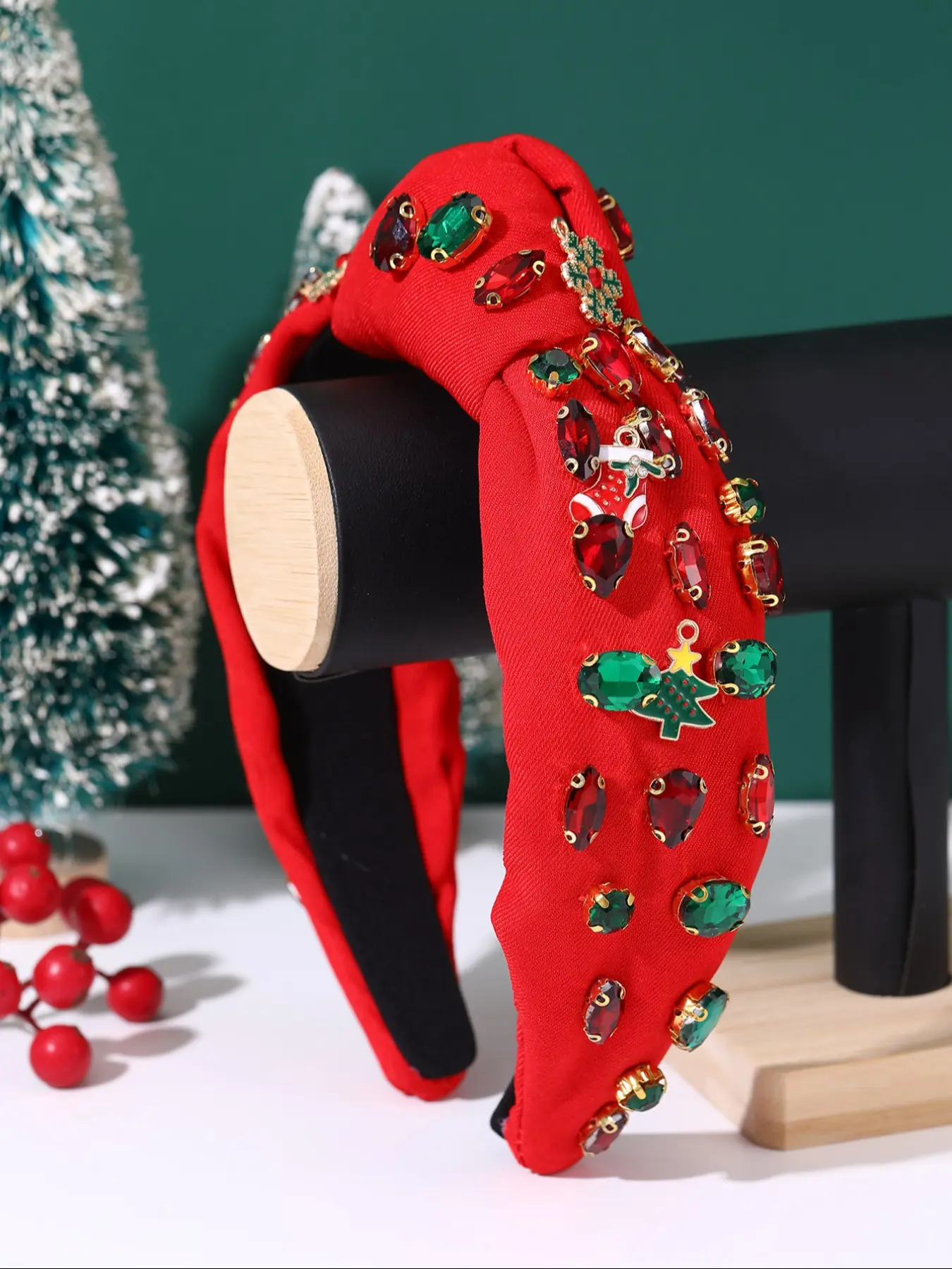 Knot Design Rhinestone Decorated Headband, Cute Christmas Tree & Snowflake Decor Headband, Fashion Hair Accessories for Women & Girls
