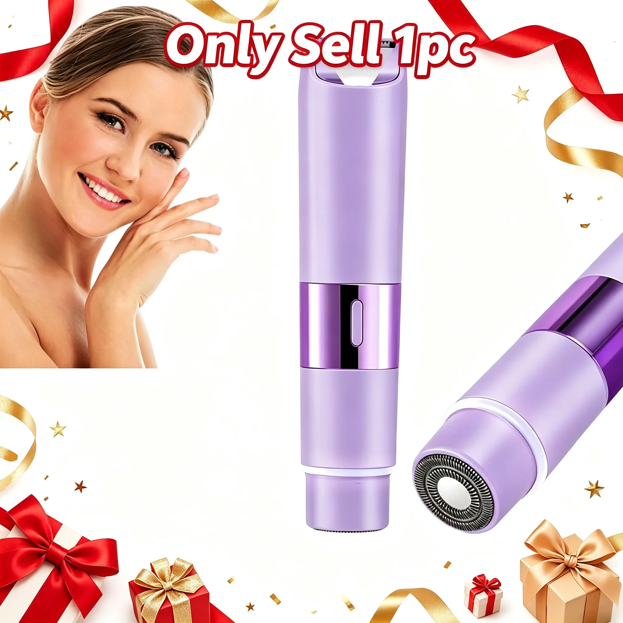 Dual-Head Women's Body Trimmer, Ipx7 Waterproof Portable Travel Epilator, Detachable Blade Head, Charging Base, Ceramic Blades, Daily Use