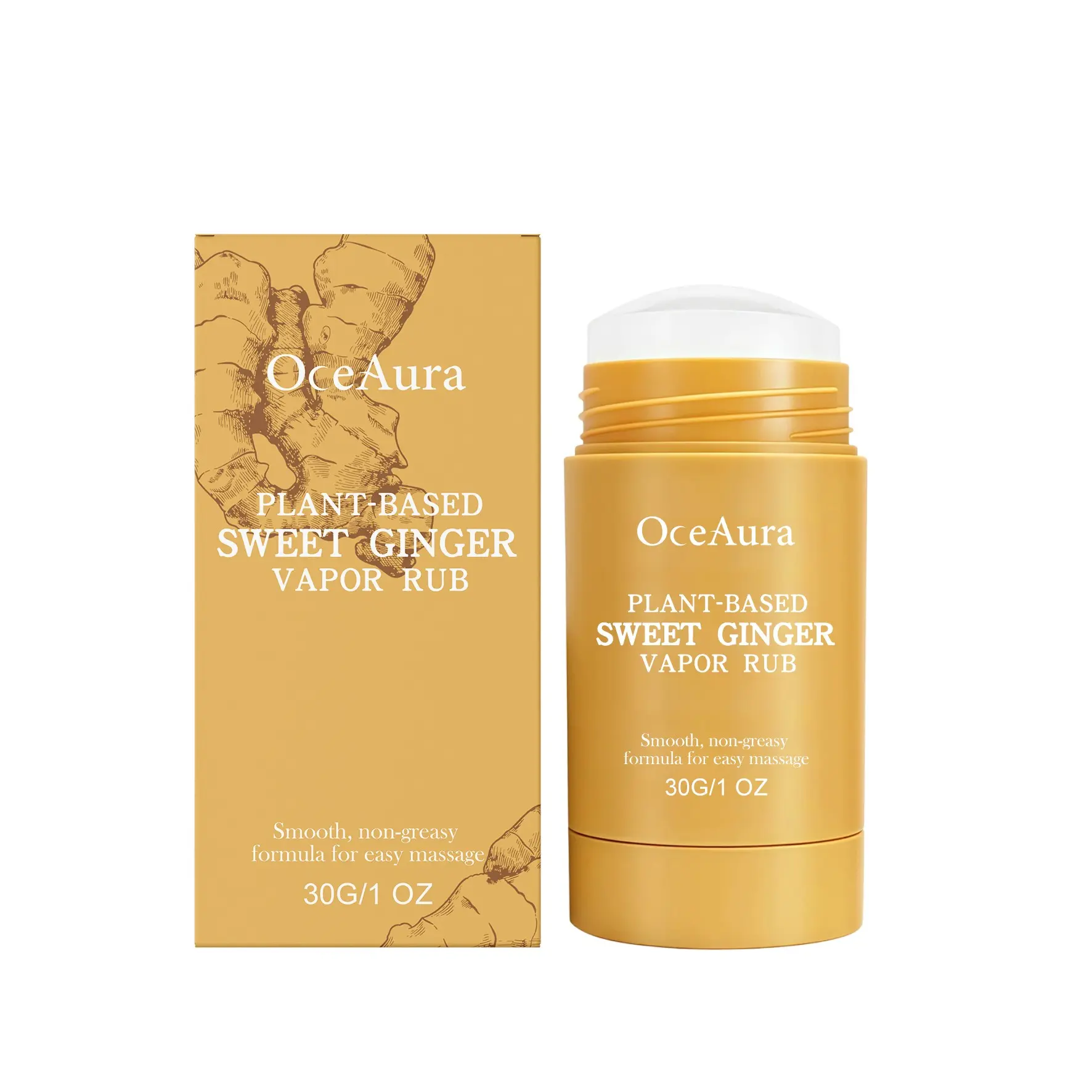 OceAura Plant-Based Ginger Body Care Stick, Daily Soothing Massage Stick for Joint & Body Nourishment