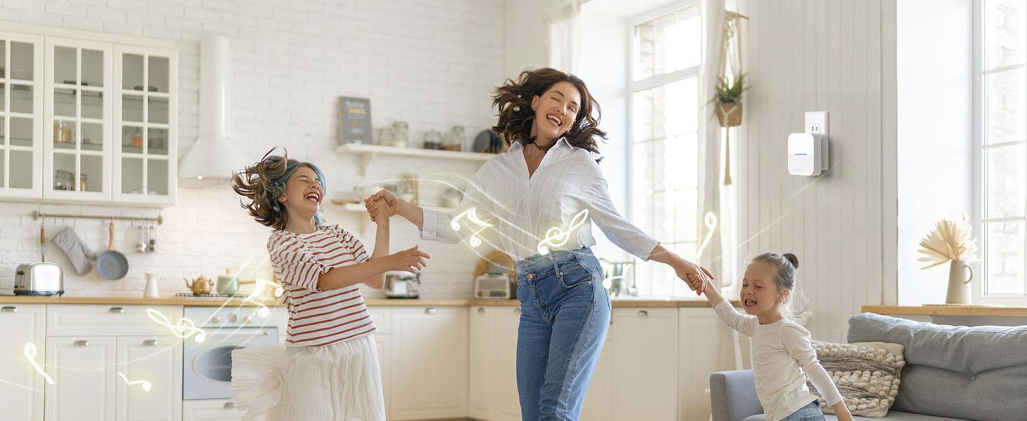 Lighted Wireless Doorbell for Home, Waterproof Battery Doorbell Wireless 1,000ft Range, 5 Volume Levels with 58 Chimes & LED Flash on Receiver (White, 2 Buttons & 1 Receiver)