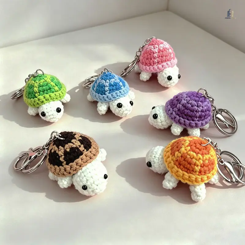 Cute Mini Crochet Turtle Keychain, Hand Knitted Tortoise Plush Doll, Creative Adorable Animal Bag Charm, Compact Decor Accessory for Backpacks & Daily Use