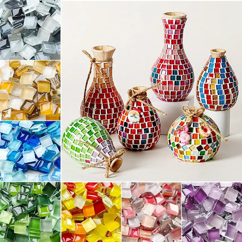 200pcs Mosaic Glass Tiles, Handmade DIY Art Supplies, for Creative Art, Painting, Jewelry Making and Decorations 8 different styles of color combinations