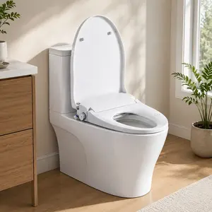 ARCH Smart Bidet Toilet Seat with Side Knob, Adjustable Heated Seat, Water Temperature & Pressure Control, Self-Cleaning Nozzle, Night Light, Soft Close, Remote, Instant Warm Water, White Plastic, Fits Elongated Toilets