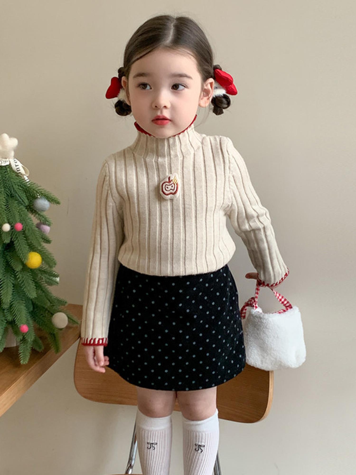 Girls' Thickened Turtleneck Sweater - Slim Fit Winter Warm Base Layer, Cute Solid Color Sweaters for Uniforms & Layering, Hand Washable Cold Weather Sweating Less for (for easy Outfits)