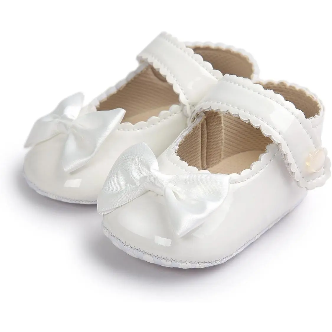 Infant Baby Girls Soft Sole Bowknot Princess Wedding Dress Mary Jane Flats Prewalker Newborn Light Baby Sneaker Shoes