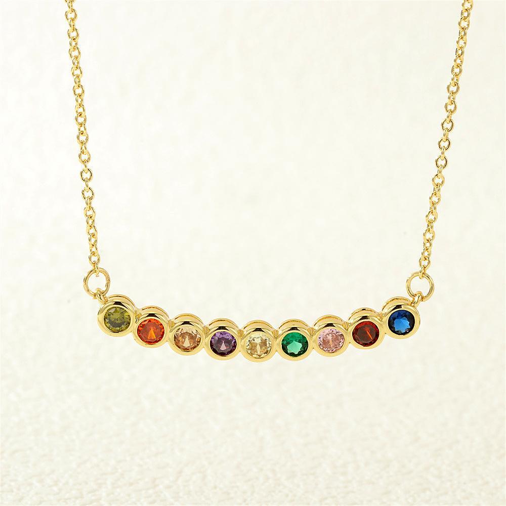 Women’s Birthstone Necklace – Delicate Gold Plated Bar Pendant with Multiple Vibrant Birthstones, Fashion Layering Jewelry for Work, Parties or Travel, Thoughtful Gift Idea for Mom, Grandma, Girlfriend or Wife on Christmas, Valentine’s Day or Birthday