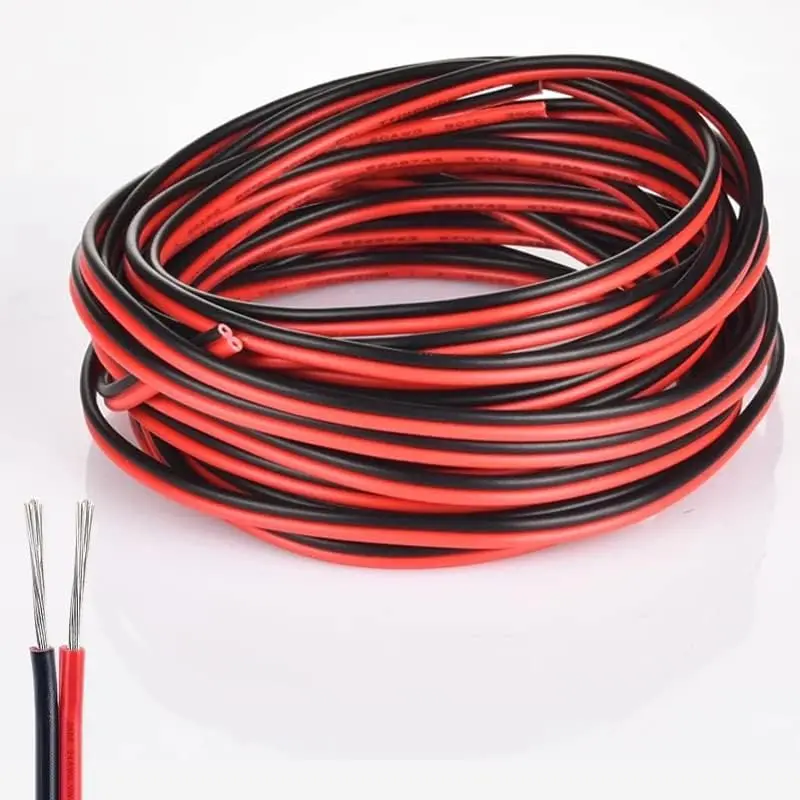 66FT 22AWG Red Black Wire, 2-Conductor Low  Electrical Wire for 12V LED Strip Lights, Cabinet Lights, RV Interior Lights, Speaker Wire, DIY Lighting Projects