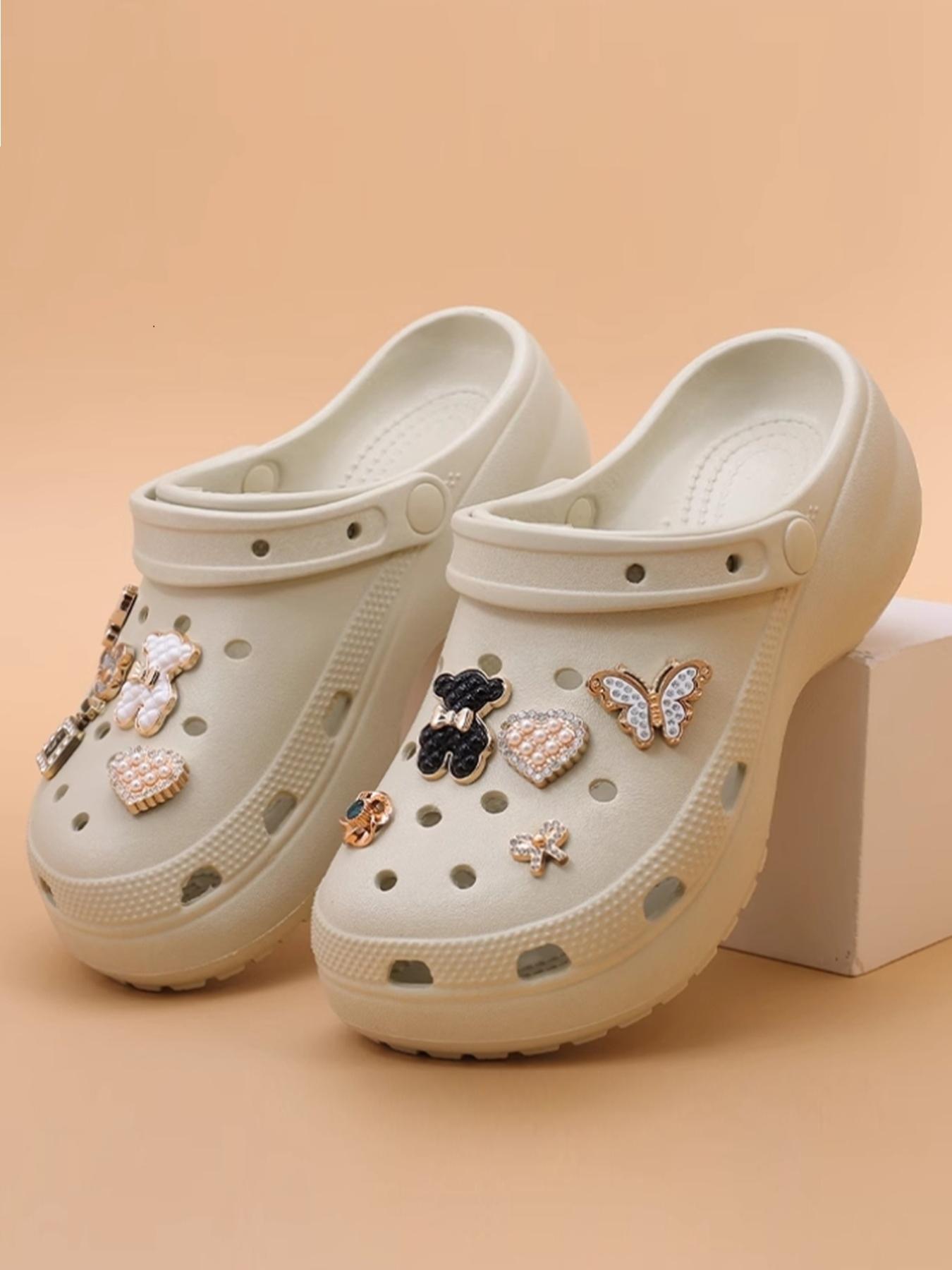 Women's Cute Rhinestone Decorated Slides, Casual Comfortable Platform Slippers for Beach, Eva Beach Slippers, Fashionable Shoes for Indoor & Outdoor Wear, Girl, Soft Sole Slippers, Thick Sole Slippers, Summer Slippers