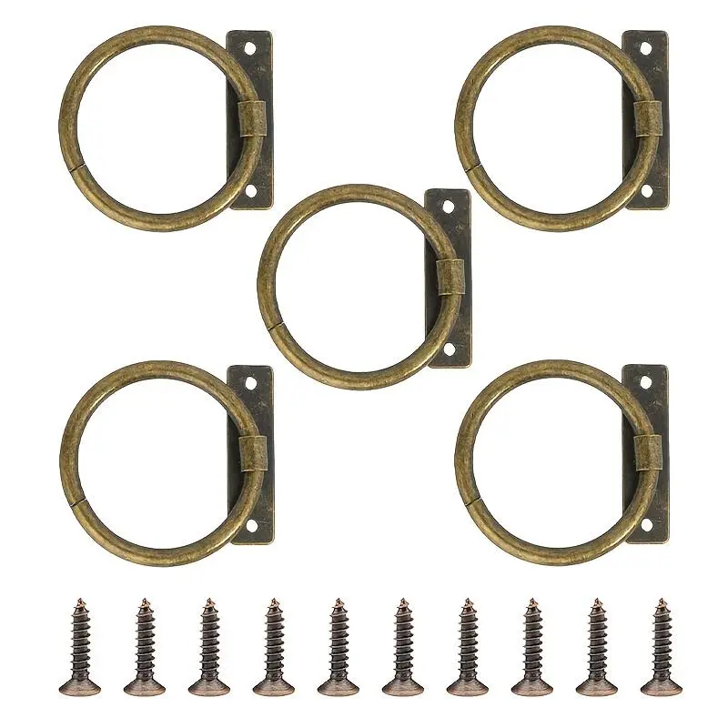[Metal Rope Ring Set] Set of 7 - Vintage Metal Rope Ring Brackets with Screws - Multifunctional Decorative Jute Rope Clamps for Fences, Stairs, Railings - Wall-Mounted Ceiling Hooks for Drawers, Wardrobes - Available in 3 Colors