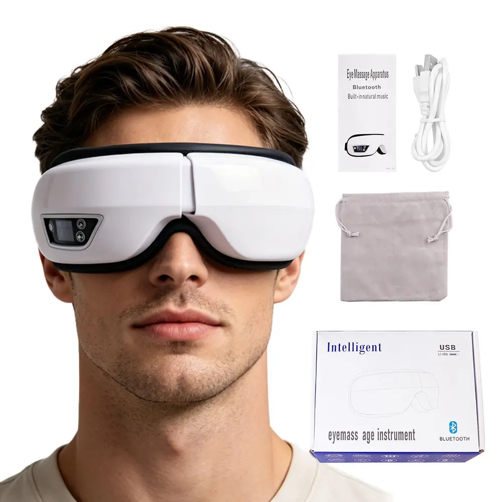 Smart Eye Massager with Air Compression, Bluetooth Music, Vibration & Heat,Portable Relaxation for Relieve Fatigue, Dark Circles & Eye Strain, 3D Massage, Sleep Aid for Men Women