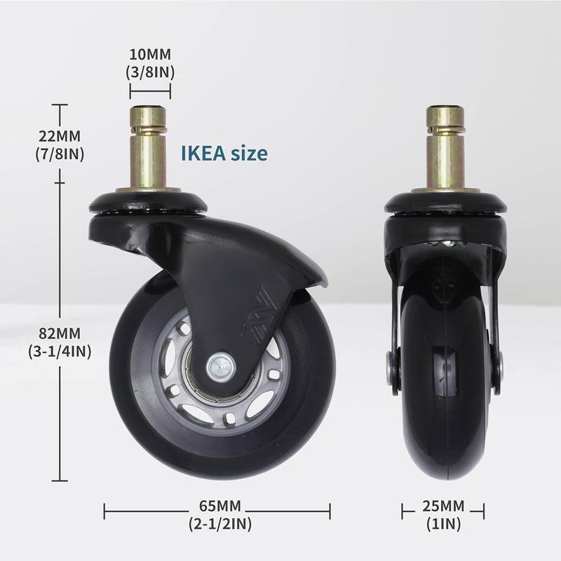 IKEA Chair Caster Wheels Replacement, 10mm Stem, 2.5 Inch Rollerblade ...