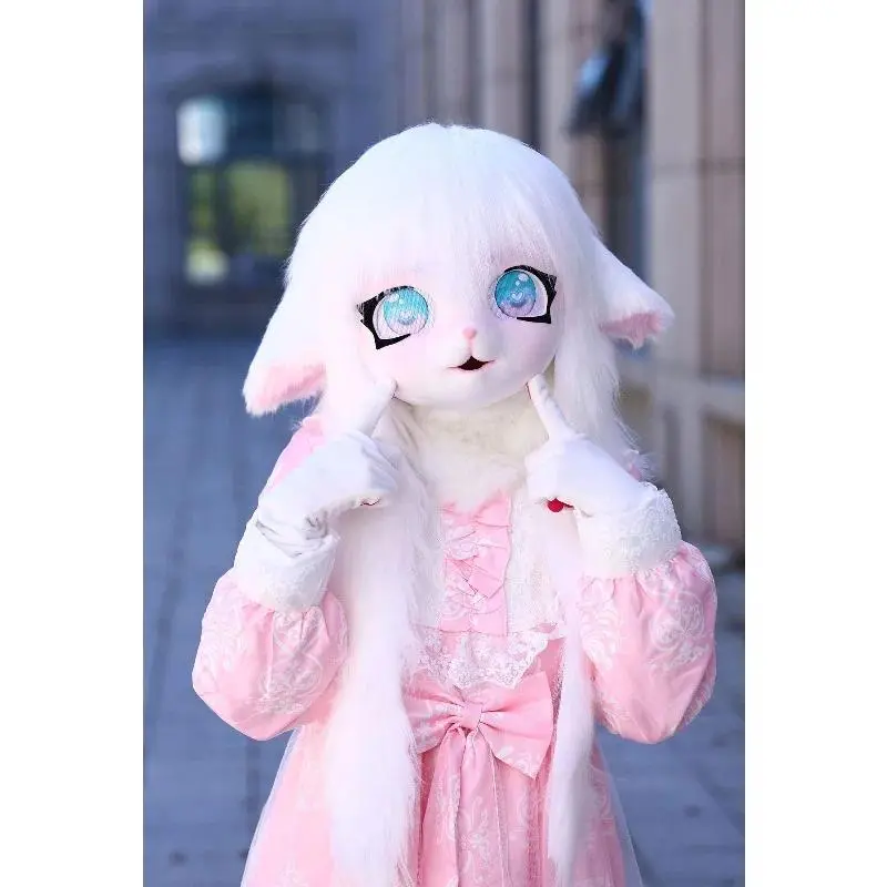 Kigurumi Fursuit Furry Head Mask One Size Elastic & Neck Buckle Anime Cosplay Headgear for Lolita Comic Con Performance Party