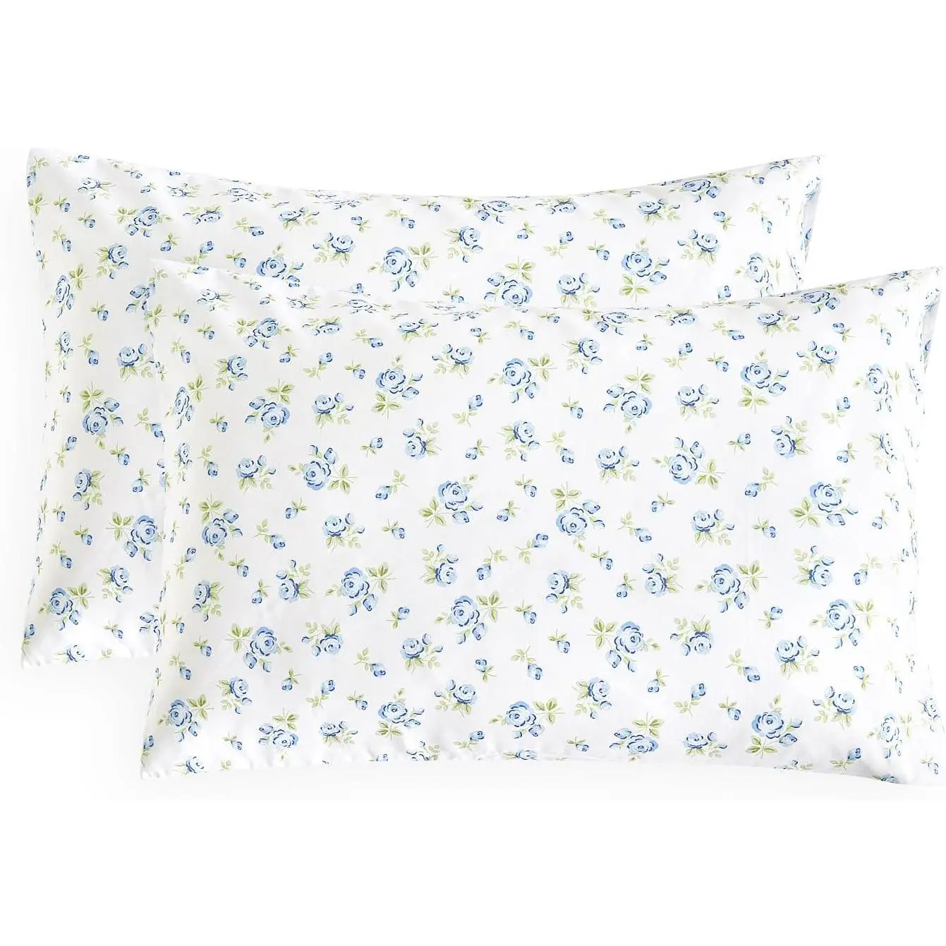- Floral Pillow Cases,  Cottagecore Aesthetic Flower Shabby Chic Rose , Set of 2 Soft Pillowcases Pillow Shams Covers, White Blue, Standard Size 20x26 ches