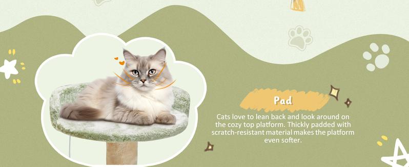 65" Flower Cat Tree Tower Cats Furniture, Multi-Level Cat Condo Activity Center Kitten Play House