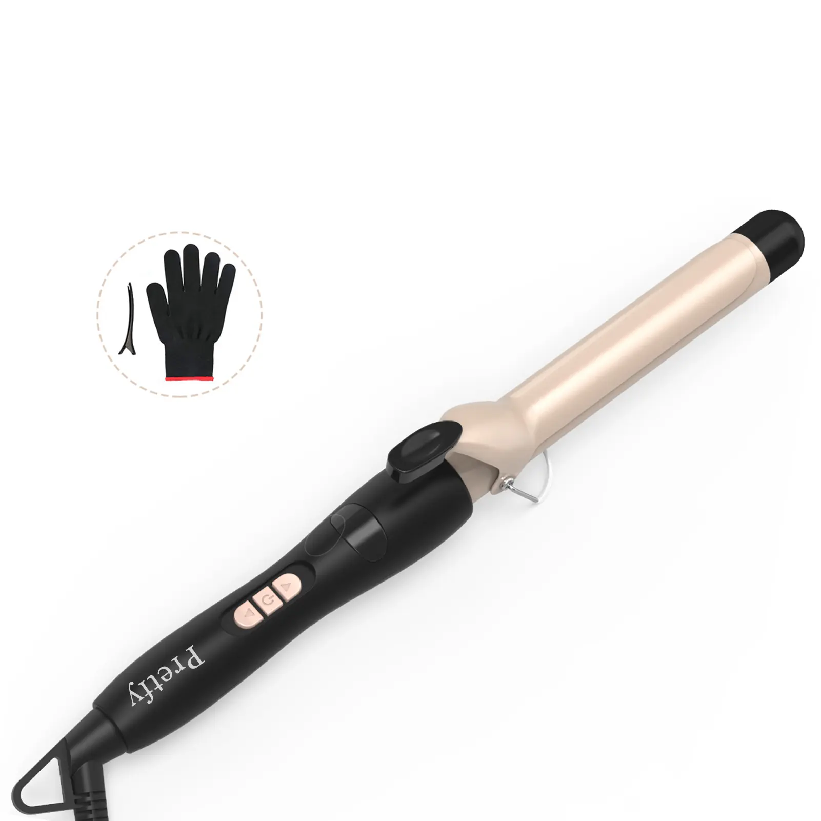 1 inch Hair Curling Iron Hair Curler Temperature Adjustable LCD Temp Display Hair Styling Tool Anti-scald Auto Shut-Off with Gloves Hair Clip