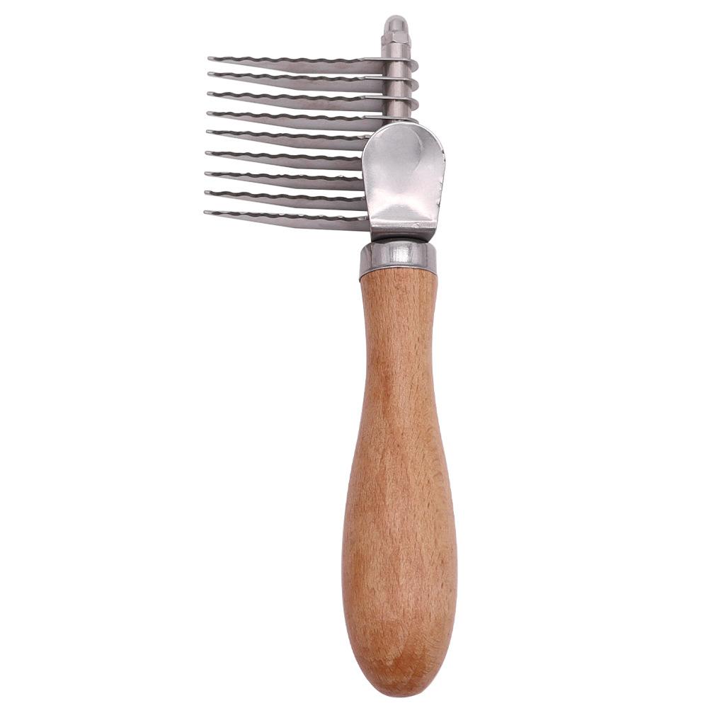 New Upgraded Pet De-Shedding Comb, Dual-Sided Inner Fur Brush, Wooden Handle, Stainless Steel Blades, Suitable for Dogs and Cats