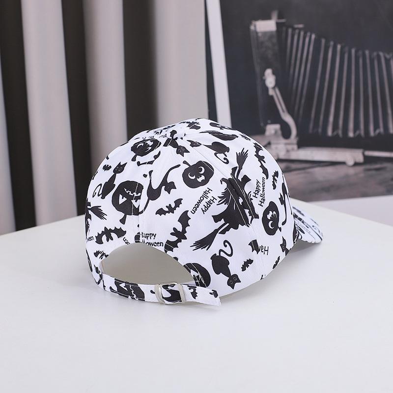 New cross-border Halloween baseball cap, outdoor casual sun hat for women, fashionable and versatile, popular printed duckbill cap