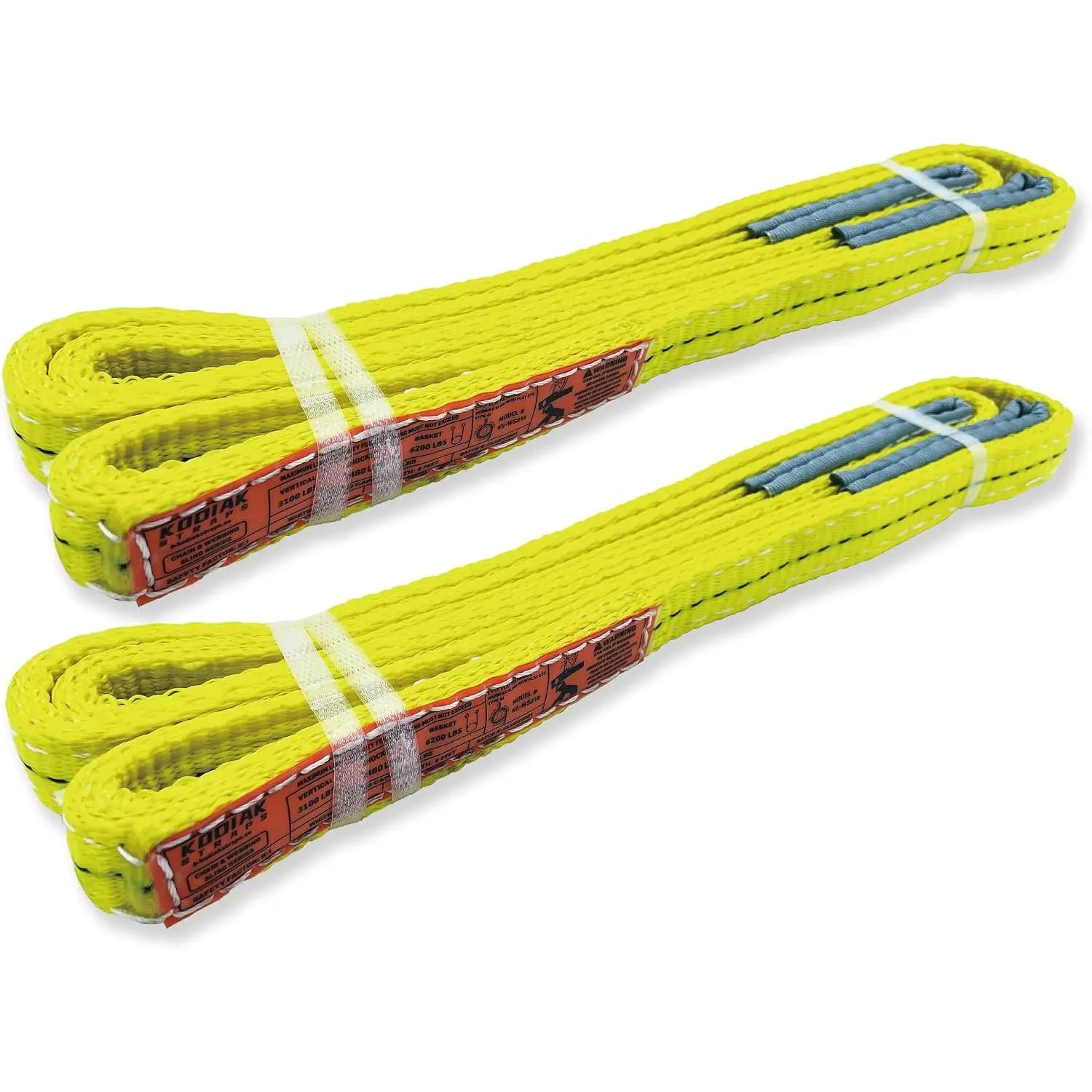 2-Ply Lifting Sling Straps 1"x 4ft - 3100lbs Vertical Capacity Heavy Duty Flat Eye Lift Sling, for Rigging Moving Towing Hoisting -2Pack