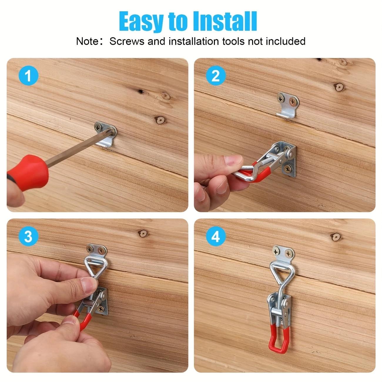 Metal Toggle Clamp, Adjustable Quick Release Latch, Door Bolt Locking Clip for Secure Fixing Case, Catch