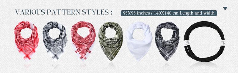 Arab Shemagh Muslim Keffiyeh Head Wrap Scarf Arabic Tactical Desert Headwear with Aqel Rope Halloween Costume Accessories