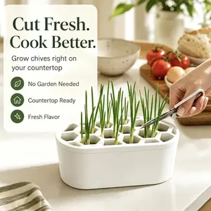 Desktop Herb Growing Kit, 3D Printed Chive Regrowth Box with 12 Slots, Compact Hydroponic Kitchen Equipment, Eco-Friendly Cooking Tool