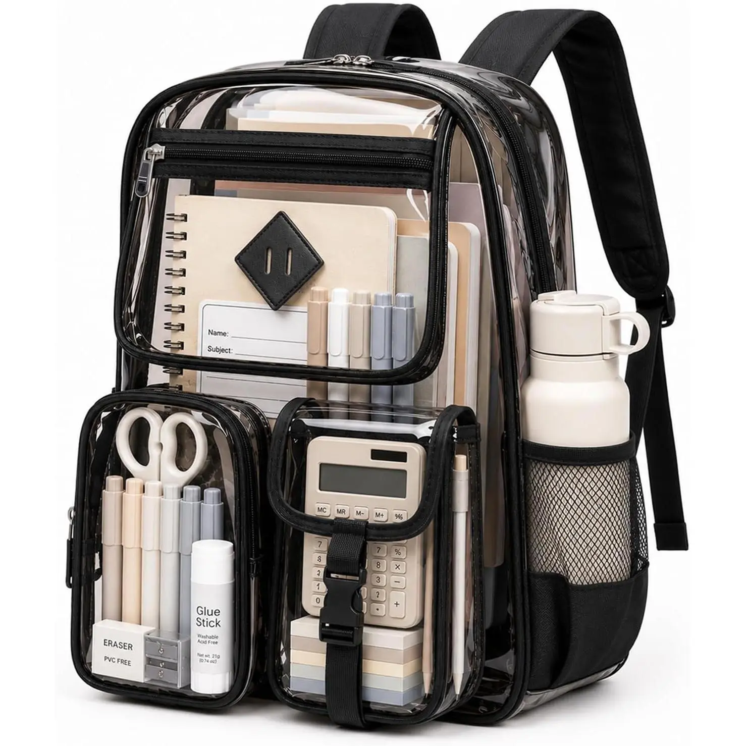Clear Backpack for School,Heavy Duty PVC Transparent Bookbag for s Stadium Approved See Through Backpack