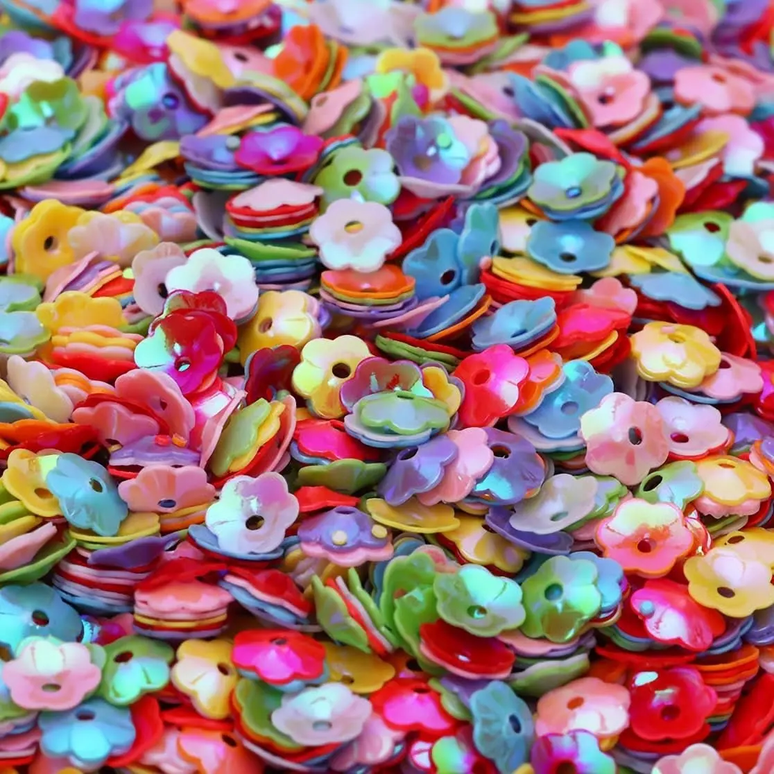 4000pcs Bulk 6mm Mixed Color Iridescent Glitter Loose Sequins, Round Paillettes Spangles for Sewing Embroidery Crafts, Christmas Wedding Confetti Decoration Accessories