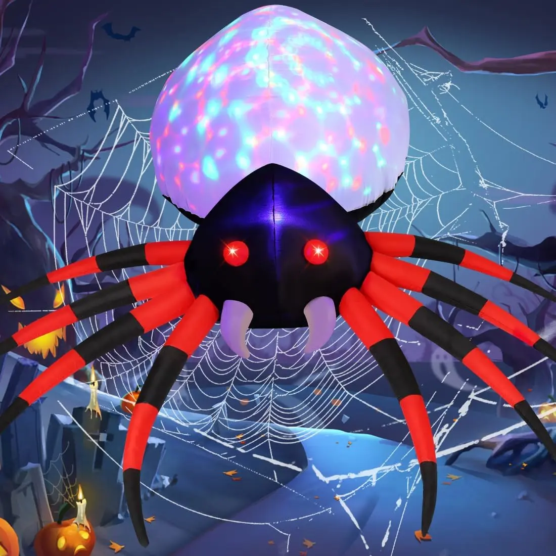 5 FT Halloween Inflatable Spider Outdoor Decoration with Magic Light Blow Up Yard Spider Inflatables Holiday Inflatables  Outdoor Yard Garden Lawn Decor