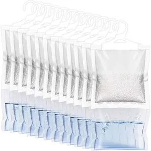 12 Pack Moisture Absorber Hanging Bags, Fragrance Free Humidity Packs, Hanging Closet Dehumidifier Bags-220g/pack