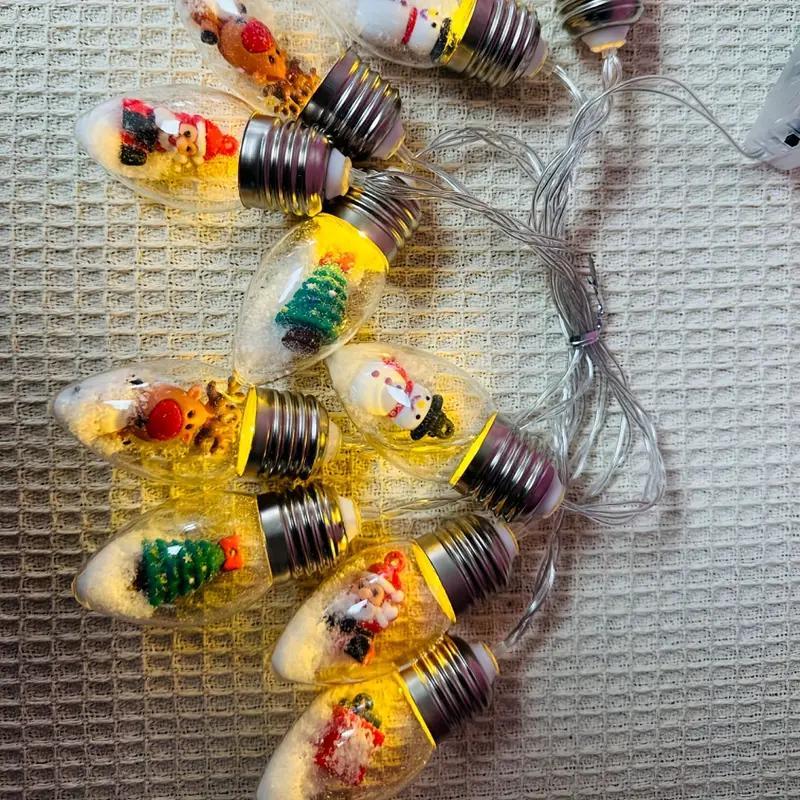 Safe Christmas Wish Ball Decoration Light Set, Santa Snowman Reindeer String Lights for Christmas Tree Decorations, Holiday Scene Setup, Led Ball Lights