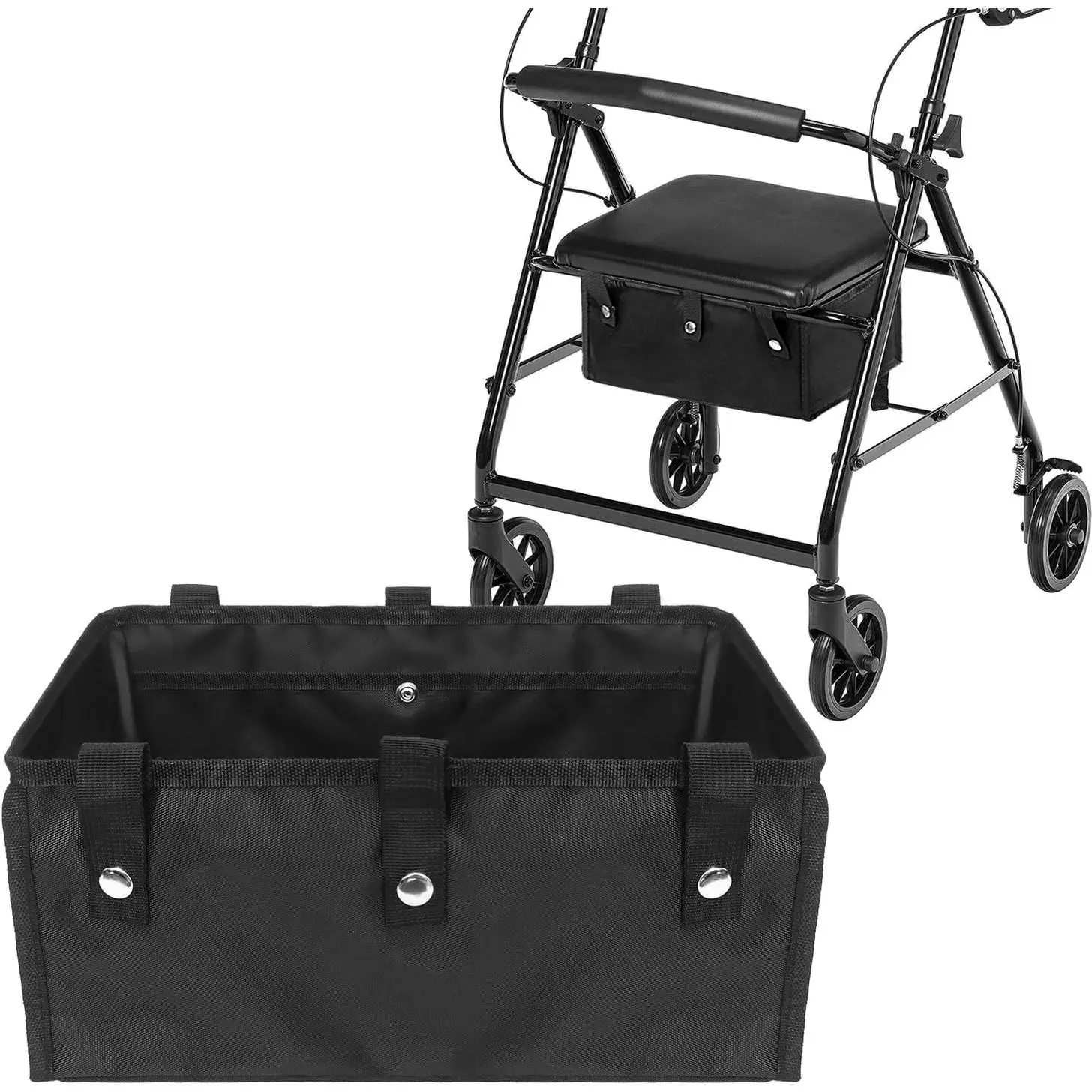 Under Seat Rollator Bags, Four Wheel Drive Walker Basket,  Walker Bags for Rolling Walker, Rollator Basket Accessory for Women Men Seniors, Storage Ipad, Books, and Fssentials