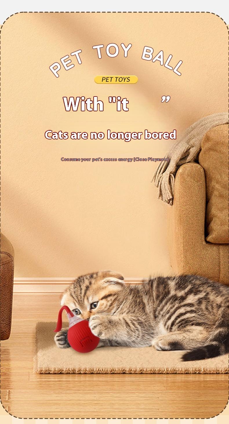 Interactive Cat Toy Ball Super Drive Cat Rolling Ball with Auto Shut Off & Wake-Up Features in Red Color for High-Energy Cats