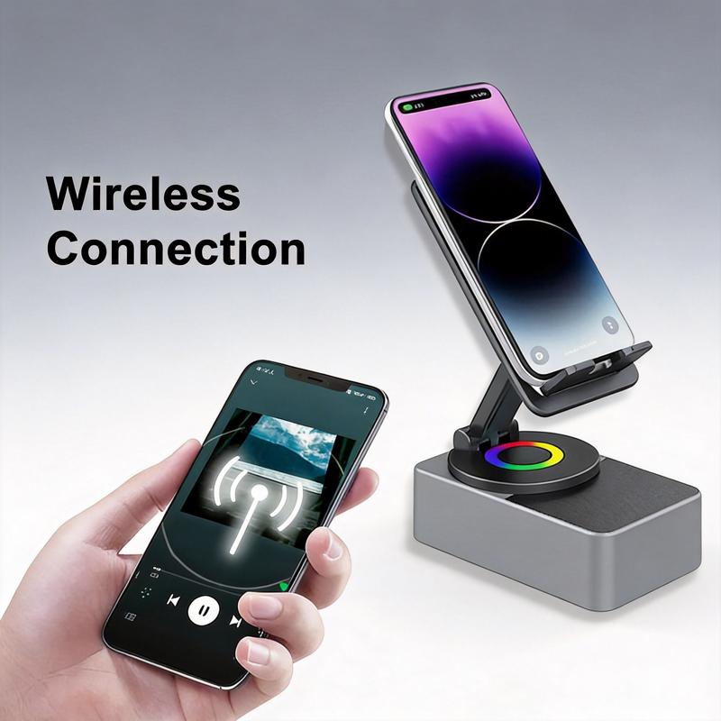 Wireless Bluetooth Audio Speaker with LED Light Phone Bracket Holiday Presents Universal Mobile Stand Mount