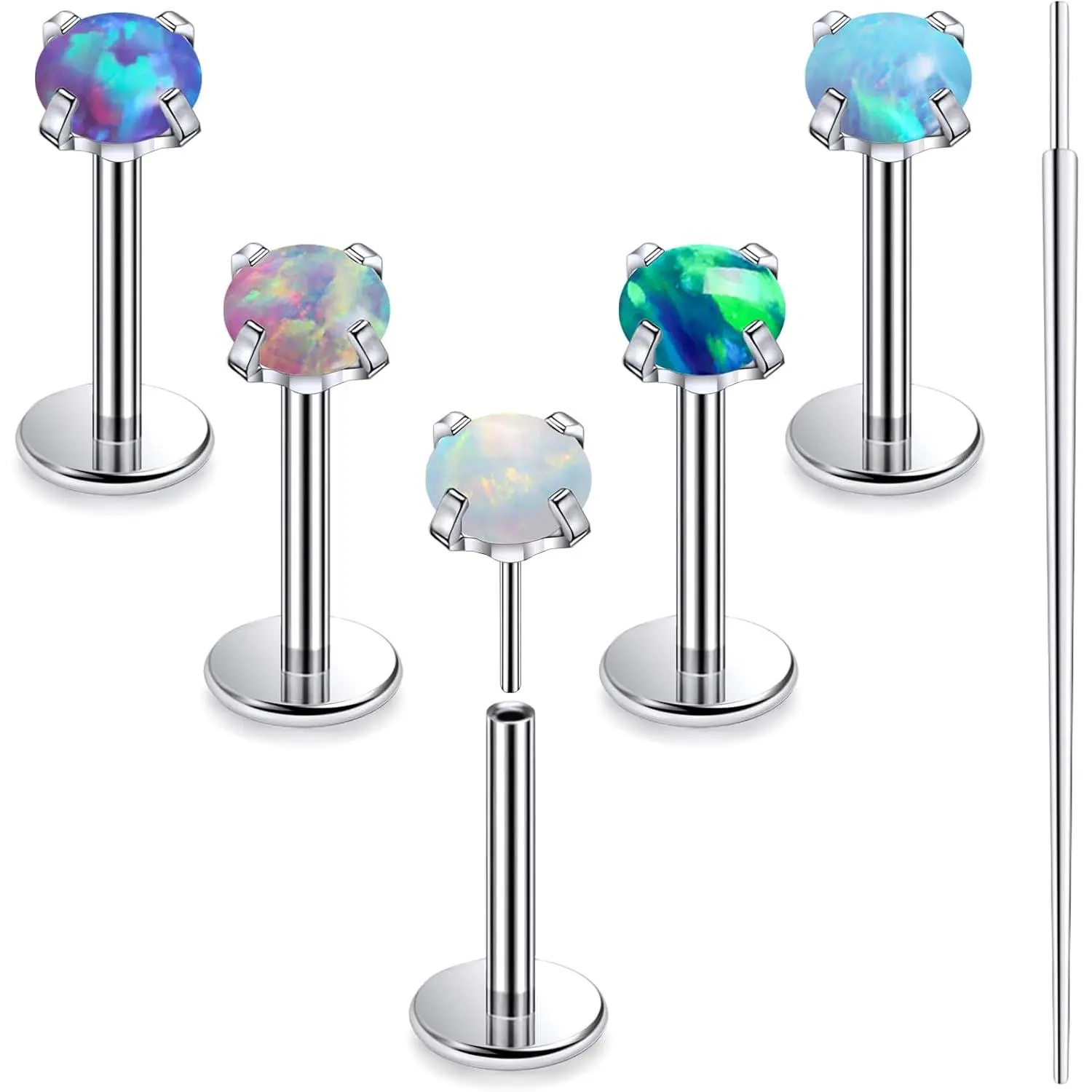 20G 18G 16G Astm F136 Titanium Threadless Flat  Earrings Nose Studs Tragus Helix Conch Cartilage Lobe Earrings Medusa Labret Snake Bite Monroe Lip Ring   For Women Men