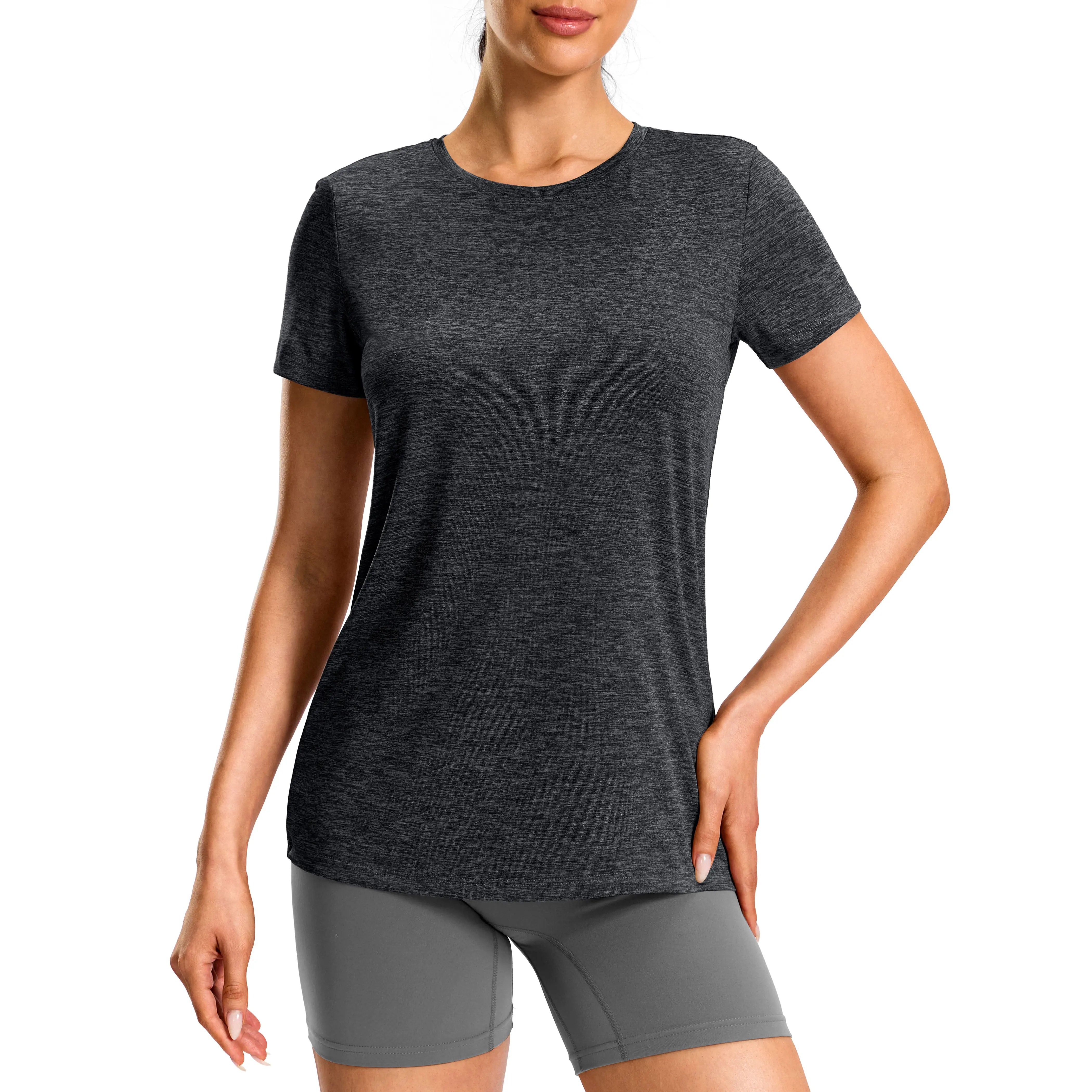 [Clearance] G Gradual Women's Workout Top Dry Fit Athletic Shirt Breathable Lightweight Activewear for Women Hip-Length Long Short Sleeve Shirts for Gym, Running, Daily Casual