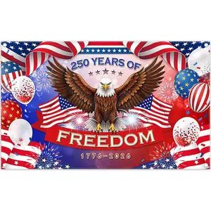 72x43inch 250 Years America Backdrop Eagle 1776-2026 Freedom 250th Anniversary Patriotic Photography Background Independence Day Party Decorations Photo Booth Banner