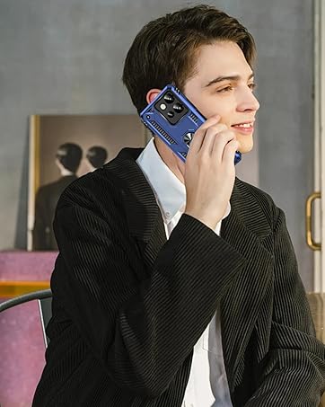 for Moto G Power 2025 Case: Moto G Play 2025 Case with Screen Protector - Military Grade Protective Cases with Finger Ring Holder Kickstand for Moto G Play/Power 2025(Blue)