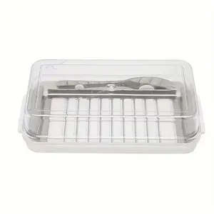 Butter Cutting Box, Cheese Block Cutter, Transparent Lid Storage Container, Kitchen Refrigerator Cheese Organizer, Reusable Sealed Storage