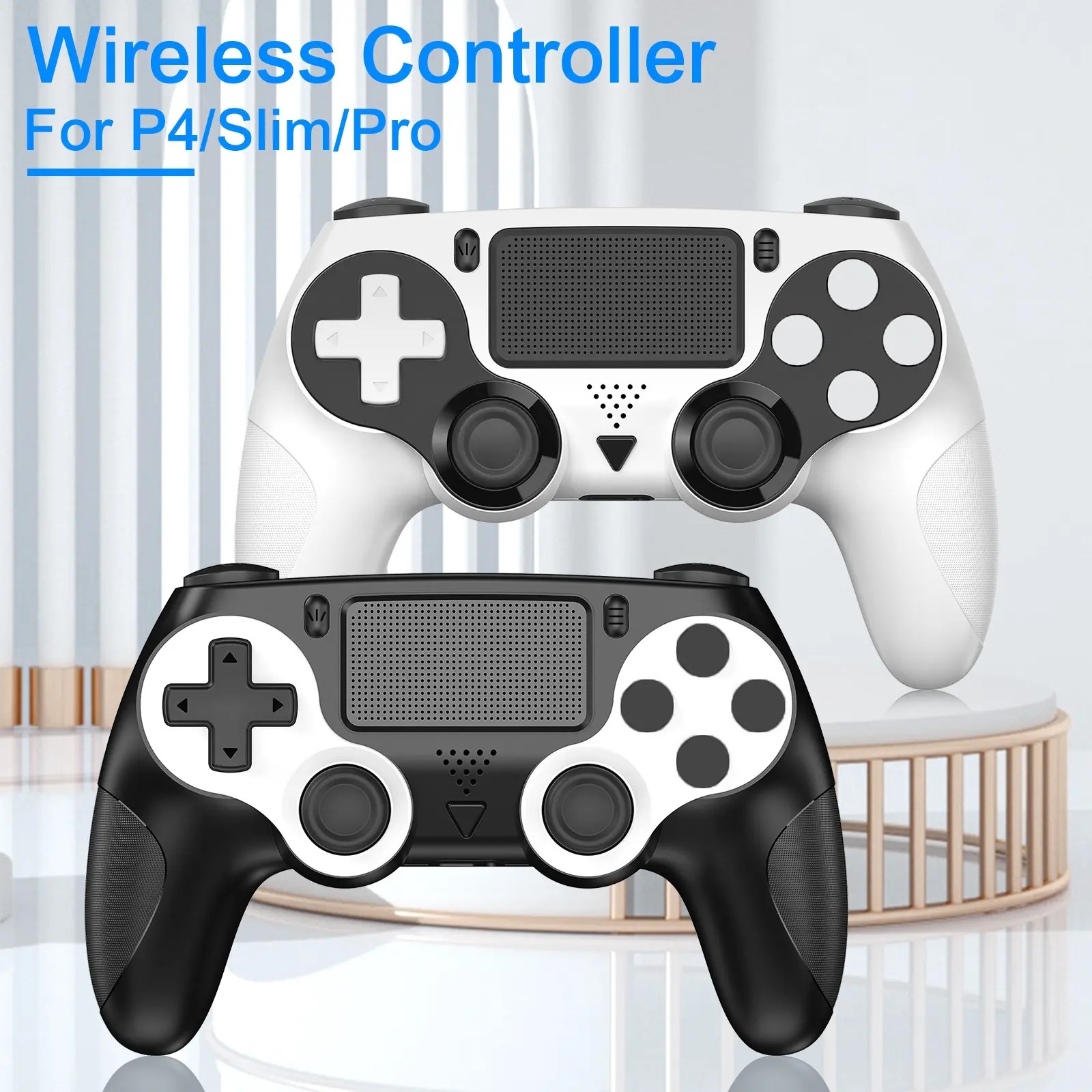 Wireless Game Controller for Ps4, Six-Axis Motion Dual Vibration, Touchpad Audio Interface, Ergonomic Design, Bluetooth-compatible for PC Android iOS, Mobile Gaming Controllers