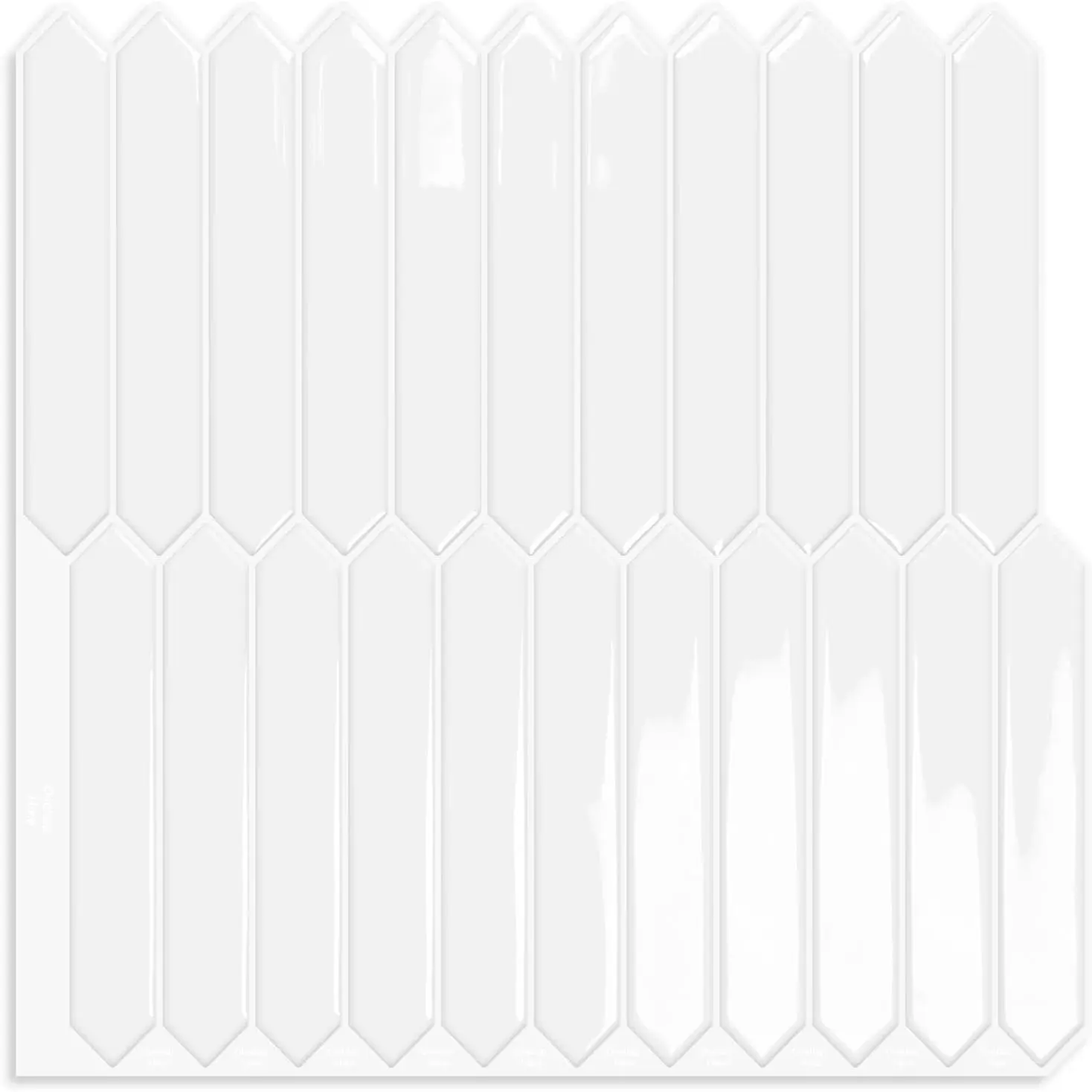 White Long Hexagon Tile Peel and Stick Backsplash, 10 Sheets Self-Adhesive Wall Tiles for Kitchen Bathroom Fireplace RV(12"×12")