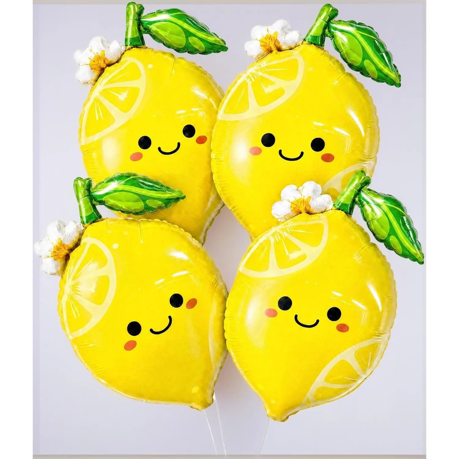 4Pcs Lemon Foil Balloons with Leaves, Sweet as Lemonade Party Decorations for She Found Her Main Squeeze Bridal Shower Amalfi Coast Wedding Freshly Graduated Summer Fruit Birthday Party Decoration