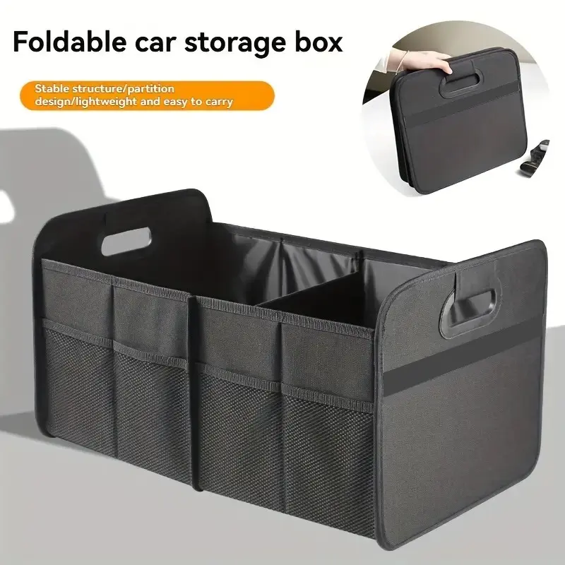 Trunk Organizer Magic! New Foldable Durable Oxford Fabric Handle Storage Box, Large Capacity Car Storage Organization, Keep Trunk Clean and Organized