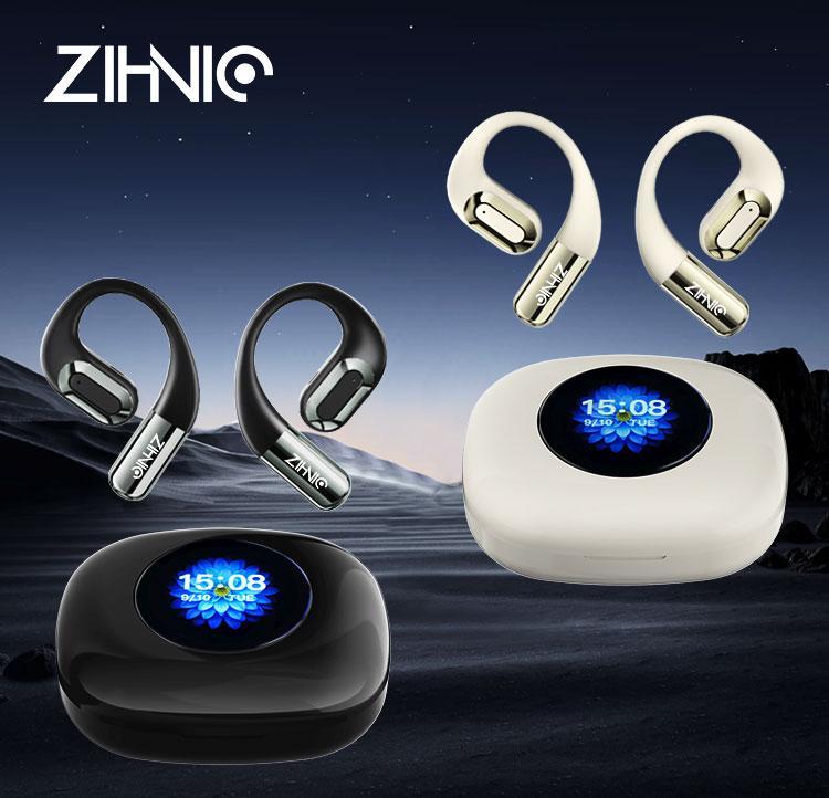 True Wireless Open Ear Earbuds Bluetooth 5.4,  ZIHNIC lPX5 Waterproof,35Hours Playtime,OWS Headphones lmmersive PremiumSound Long Distance Connection Headset withCharging Case,Light-Weight Headphones Built-inMicrophone Audio Electronic Connectivity