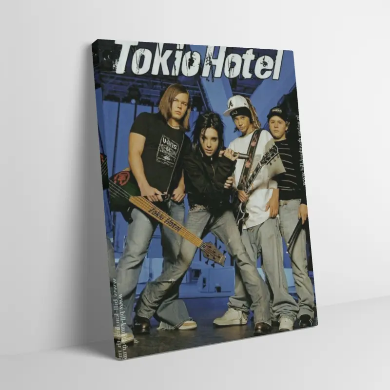 Tokio Hotel Rock Band Collage Portrait Framed Canvas Wall Art Artistic Picture Image Prints for Adult Fans, Mid-century Modern Black Flash Manga Wall, Y2K Y3K Aesthetic 1980s Retro Cinematic Poster for Trendy Teens Gen Z