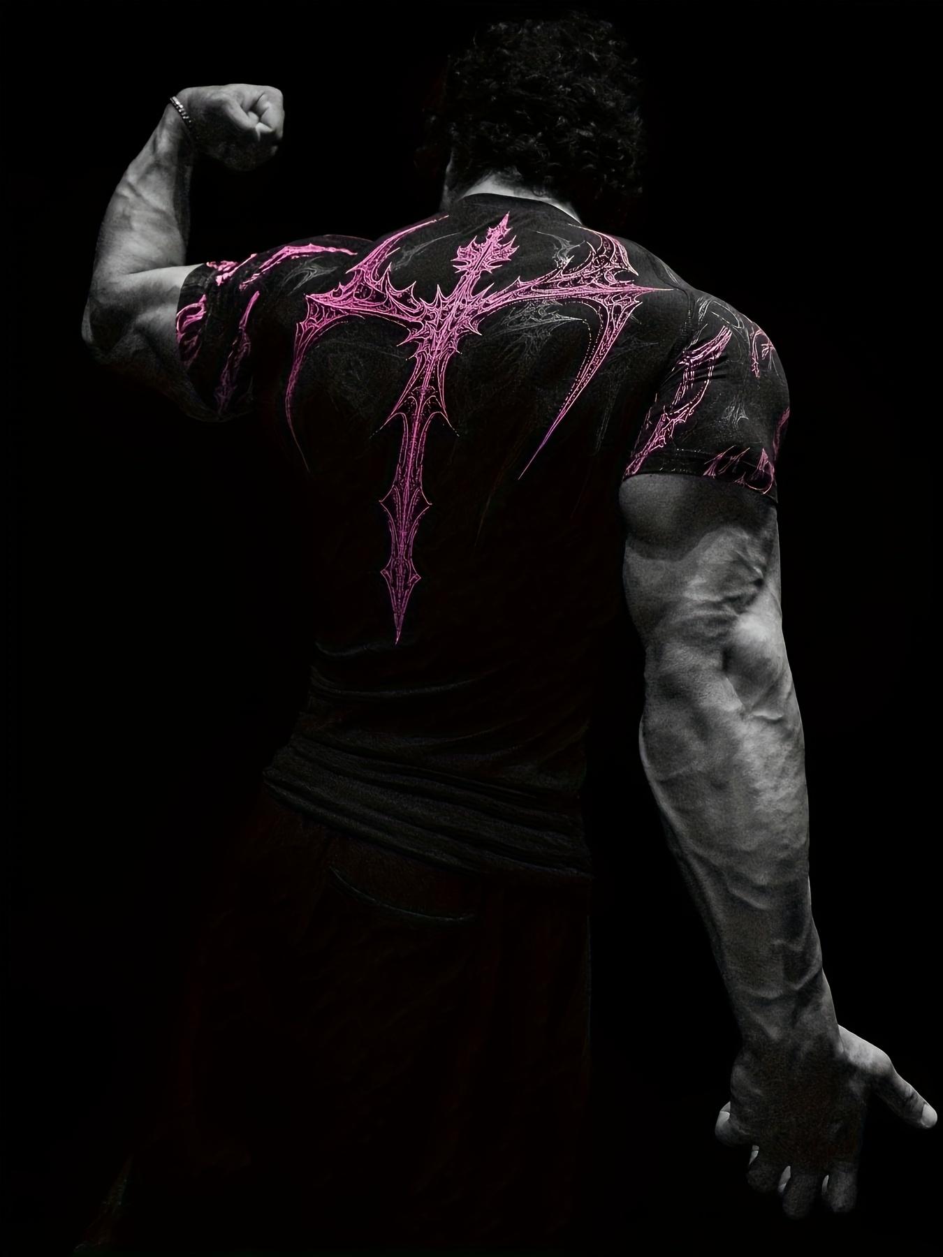 Men's Compression Short Sleeve T Shirt S XXL High Elasticity Muscle Fitness Shirt Unisex Black Tight fitting Red Geometric Muscle Texture Quick drying Moisture wicking for Workouts Yoga Beach Gym Tees Athletic Apparel